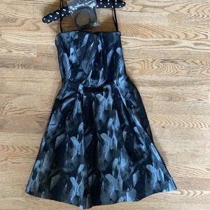 White House Black Market Strapless Feather-Print Dress Size 2